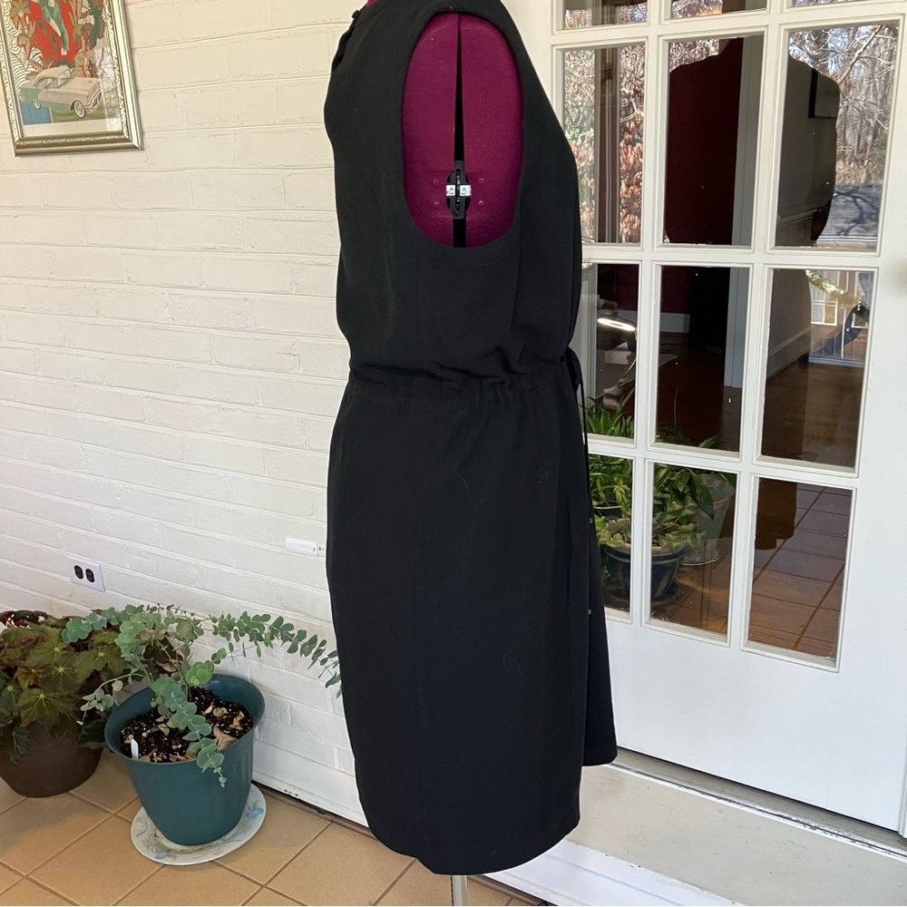 Talbots Wool Blend Sleeveless Sheath Dress | Tie Waist | Black | Lined XL 12/14 - Picture 6 of 11